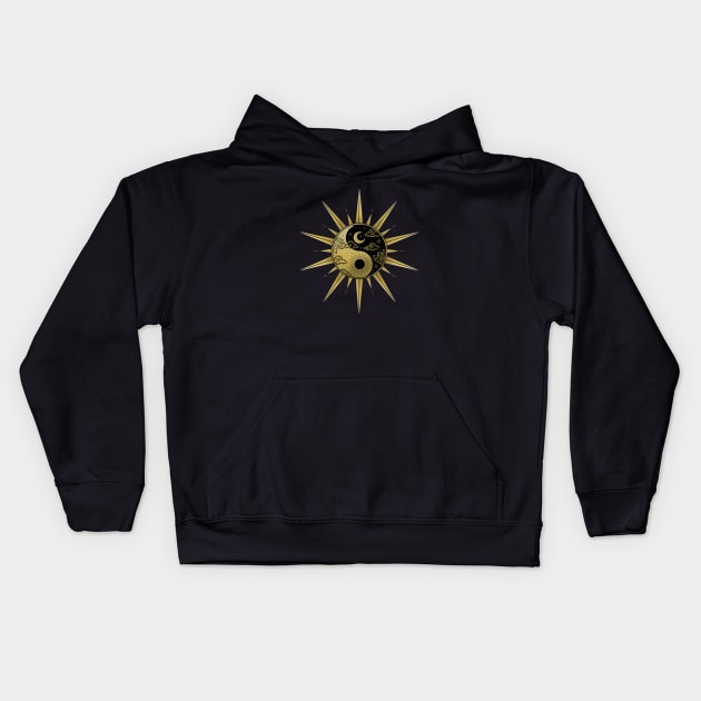 Crystal Yin Yang Sunburst Kids Hoodie by moonstruck crystals